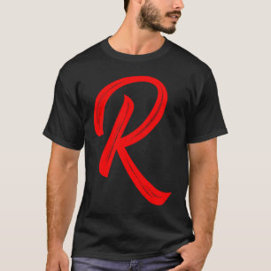 Letter R Alfabet Large Red Graphic Initiaal T-shirt