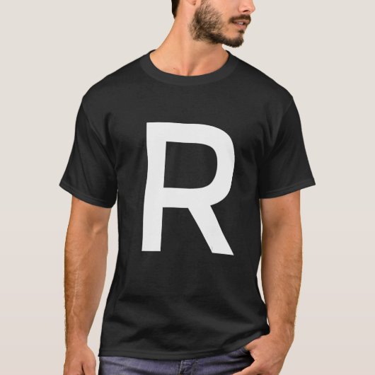 Letter R Alphabet Initiaal Monogram T-shirt (Voorkant)