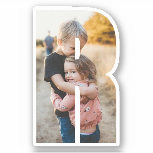 Letter R Alphabet & Photo Custom-Cut Vinyl Sticker (Voorkant)