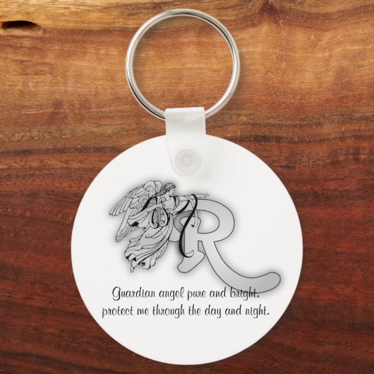 Letter R-angelmonogram alfabet initiaal Sleutelhanger (Voorkant)