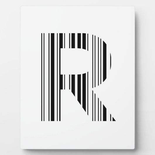 LETTER R BAR CODE Eerste Initiaal Barcodepatroon Fotoplaat (Voorkant)