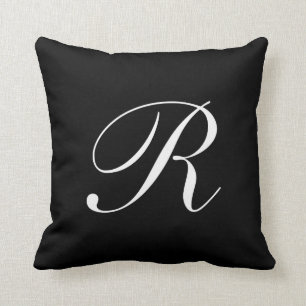 Letter R Black Monogram Pillow Kussen