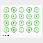 Letter R - Blauw + Groen Ronde Sticker (Vel)