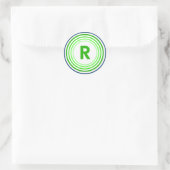 Letter R - Blauw + Groen Ronde Sticker (Tas)