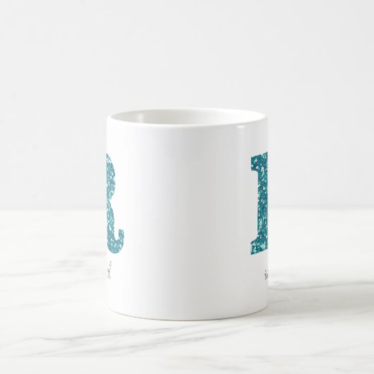 Letter R Blue Sparkly Personalized Mug Koffiemok (Center)