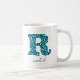 Letter R Blue Sparkly Personalized Mug Koffiemok