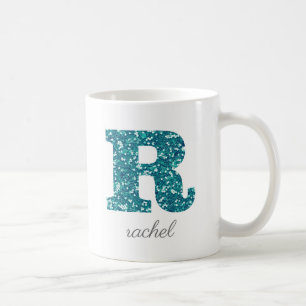 Letter R Blue Sparkly Personalized Mug Koffiemok