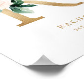 Letter R Blush Floral Monogram Gold Foil Nursery Poster (Hoek)