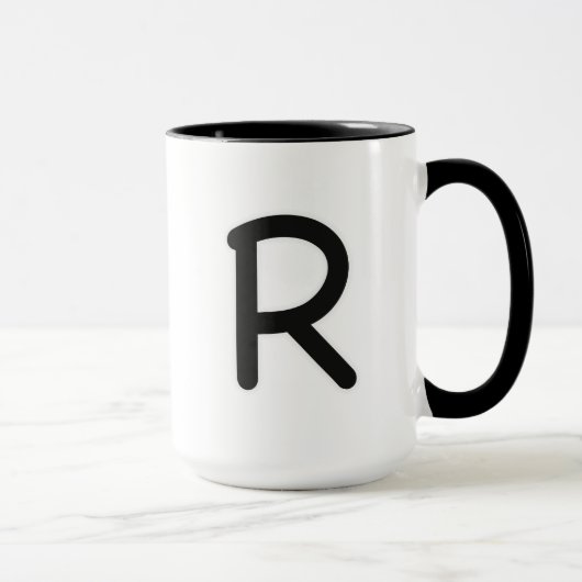 Letter R buitenste gloed Mok (Rechts)