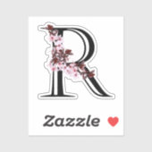 Letter R, Cherry Blossom Sticker (Vel)