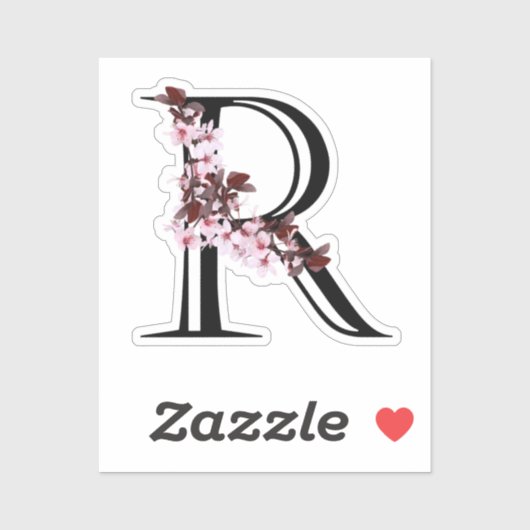 Letter R, Cherry Blossom Sticker (Vel)