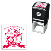 Letter R crest boek aangepaste naam kinder bibliot Zelfinktende Stempel (In situ)