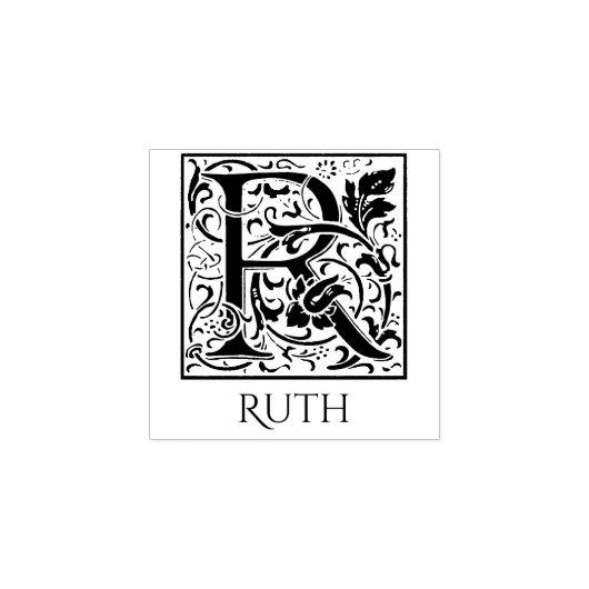 Letter R eerste brief met eigen naam Rubberstempel (Afrduk)