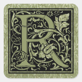 Letter R Eerste Letter Monogram Vierkante Sticker