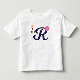 Letter "R" Elegant geborduurd Kinder Shirts
