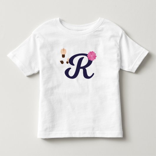 Letter "R" Elegant geborduurd Kinder Shirts (Voorkant)