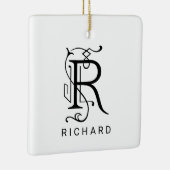 Letter R Elegant Monogram Kerst Ornament (Rechts)