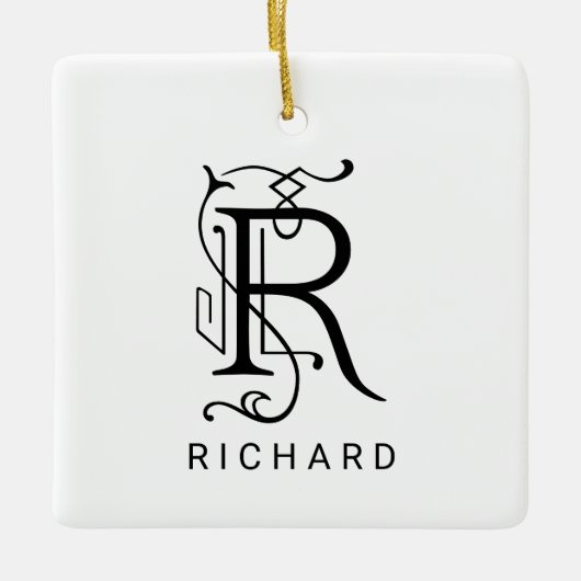 Letter R Elegant Monogram Kerst Ornament (Voorkant)