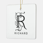 Letter R Elegante Monogram Kerstbal Keramisch Ornament (Links)