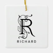 Letter R Elegante Monogram Kerstbal Keramisch Ornament (Voorkant)