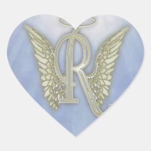 Letter R Engel Monogram Hart Sticker