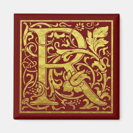 Letter R First Letter Faux Gold Red Magneet