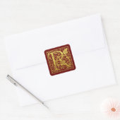Letter R First Letter Faux Gold Red Vierkante Sticker (Envelop)