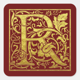 Letter R First Letter Faux Gold Red Vierkante Sticker