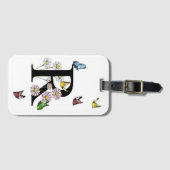 Letter R Floral Butterfly Monogram Initiaal Bagagelabel (Voorkant (horizontaal))