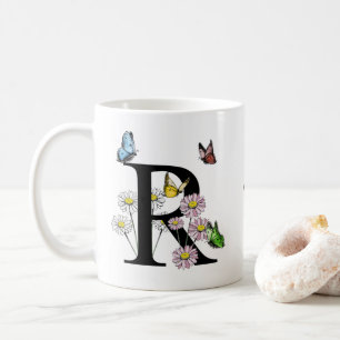 Letter R Floral Butterfly Monogram Initiaal Koffiemok
