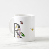 Letter R Floral Butterfly Monogram Initiaal Koffiemok (Voorkant links)