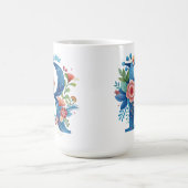 Letter R Floral coffee Mug with custom name Koffiemok (Center)