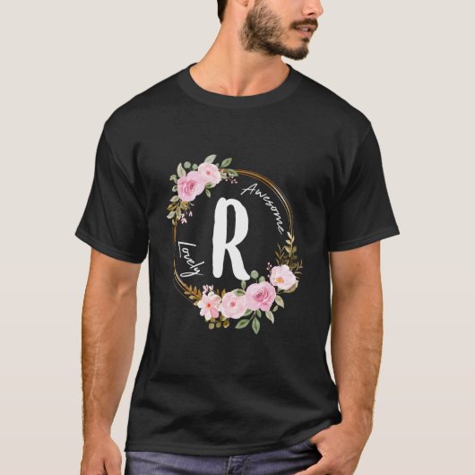 Letter R Floral Wreath Name Initial R Mother'S Day T-shirt (Voorkant)