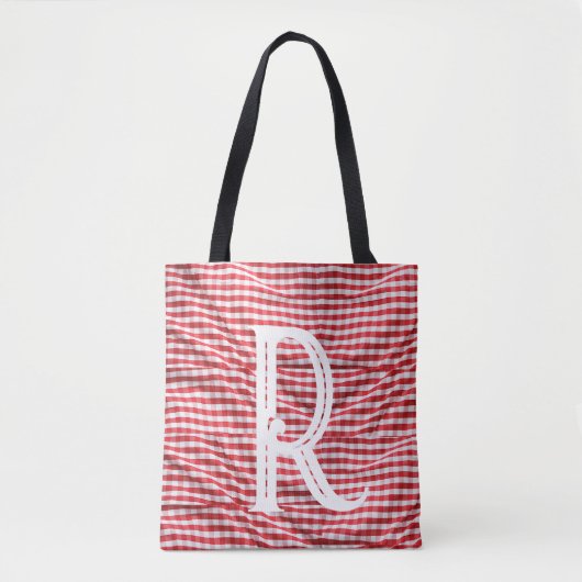 Letter R Geruite Tafelkleed Canvas tas (Voorkant)