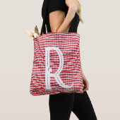 Letter R Geruite Tafelkleed Canvas tas (Dichtbij)