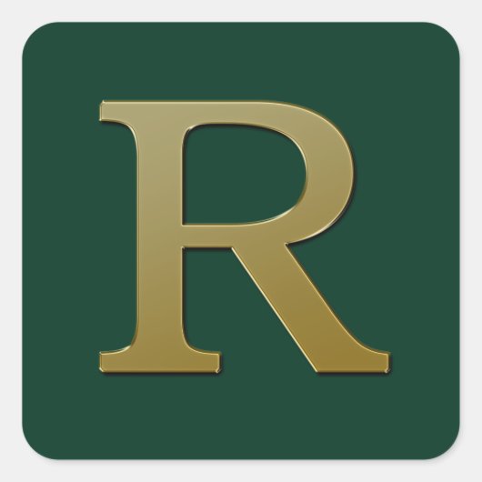 Letter R Gold Square Sticker (Voorkant)