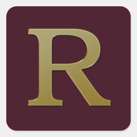 Letter R Gold Square Sticker (Voorkant)