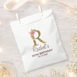 Letter R Gouden Monogram Roze Rozen Bedankzakje