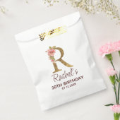Letter R Gouden Monogram Roze Rozen Bedankzakje (Gezegeld)