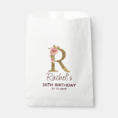Letter R Gouden Monogram Roze Rozen Bedankzakje (Voorkant)