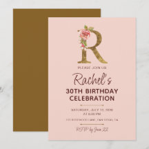 Letter R Gouden Monogram Roze Rozen