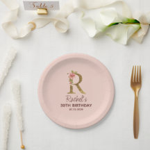Letter R Gouden Monogram Roze Rozen