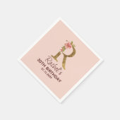 Letter R Gouden Monogram Roze Rozen Servet (Hoek)