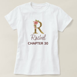 Letter R Gouden Monogram Roze Rozen Verjaardag T-shirt