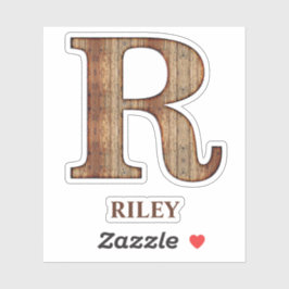 Letter R-houtextuur met aangepaste naam Sticker