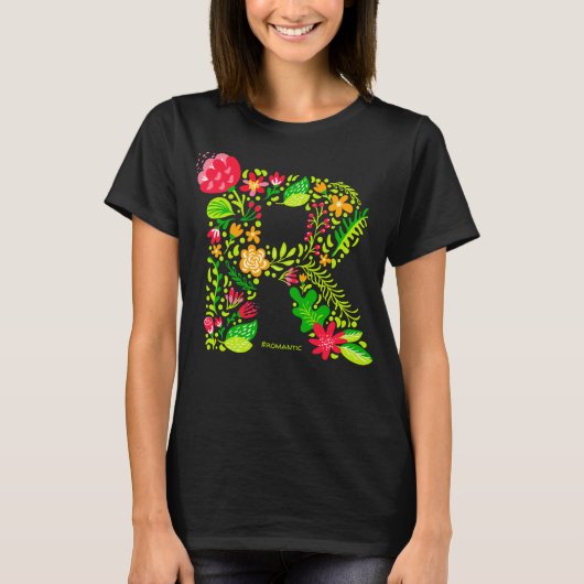 Letter R in Flowers T-Shirt (Voorkant)