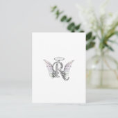 Letter R Initiaal Monogram met Angel Wings & Halo Briefkaart (Staand voorkant)