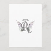 Letter R Initiaal Monogram met Angel Wings & Halo Briefkaart (Voorkant)
