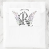 Letter R Initiaal Monogram met Angel Wings & Halo Rechthoekige Sticker (Tas)