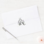 Letter R Initiaal Monogram met Angel Wings & Halo Sticker (Envelop)